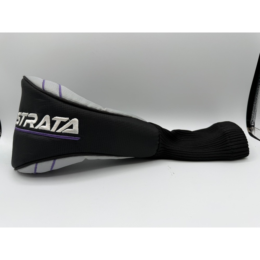 Strata Golf Driver Headcover Black Grey Purple Embroidered Padded Sock Cover